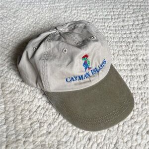 Vintage Baseball Cap with Leather Strap and Cayman Islands embroidered on front